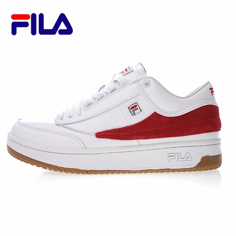 FILA T-1 Mid Mens Sneakers Classic Short-barrel Retro Daddy Jogging Shoes "White Red Raw Glue" 1VT13060-111