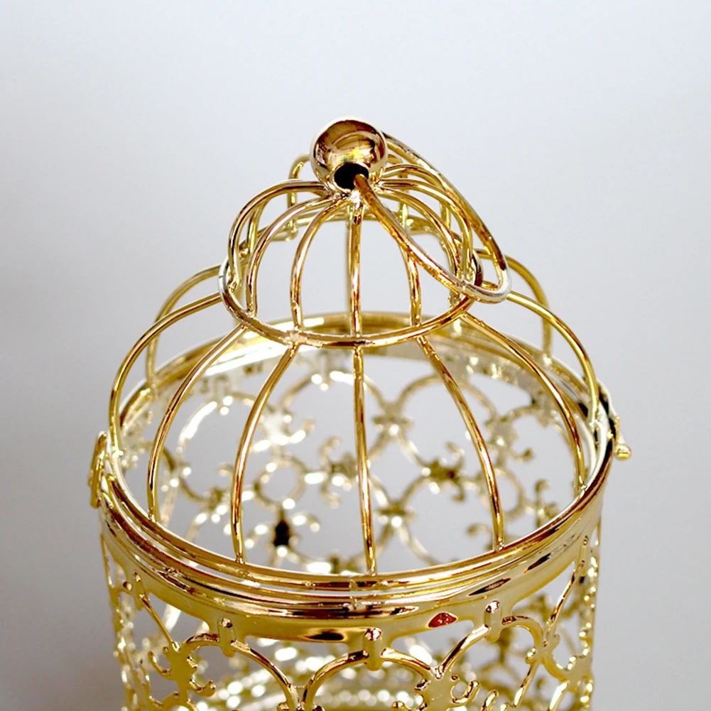 Home Craft Iron Ornament Retro Decorative Hanging Lantern European Style Durable Plating Candle Holder Tea Light Bird Cage