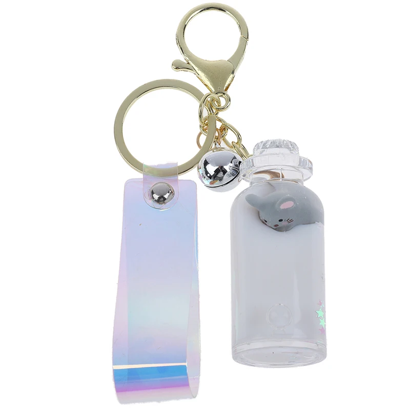 Moving Quicksand Keychain Cute Floating Mouse Key Chain Rat Keychains Creative Bag Jewelry Key Ring Car Pendant Keyring - Color: 4