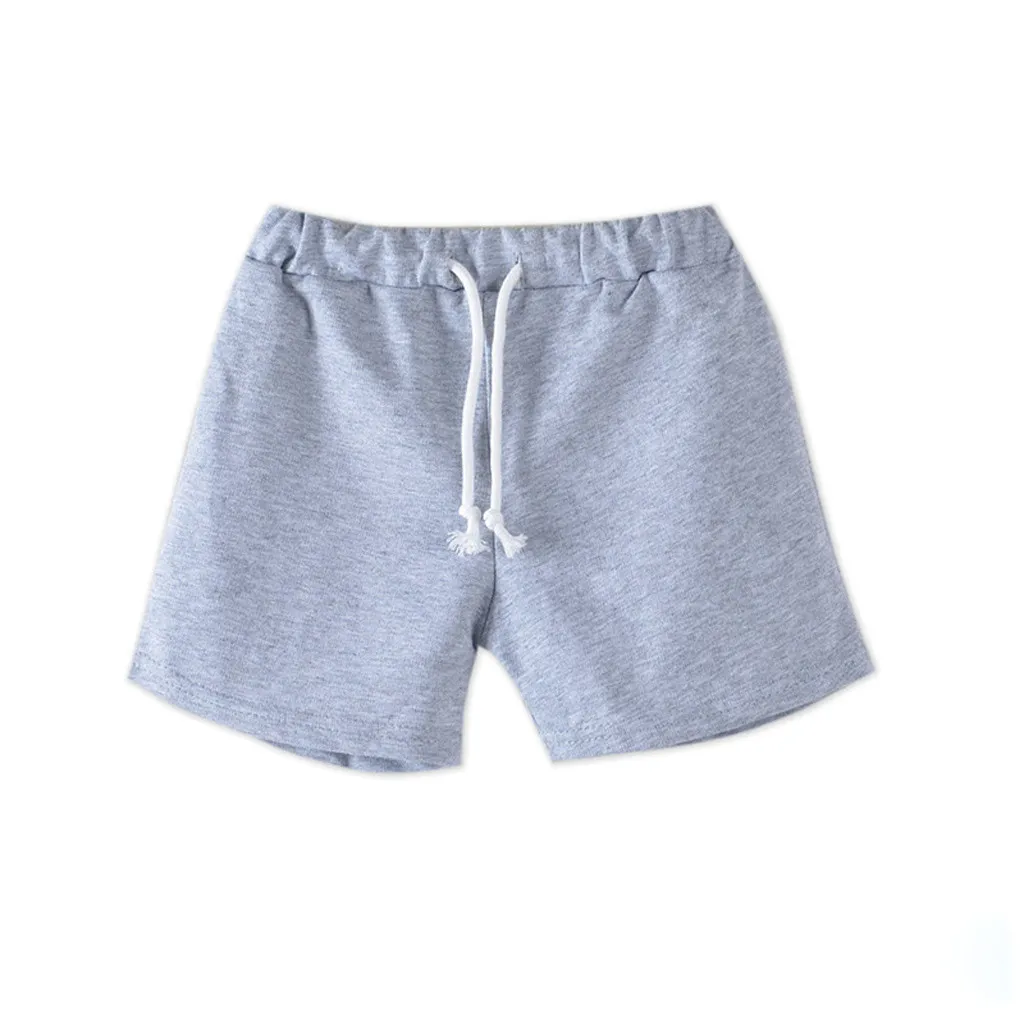 MUQGEW/ г. Новые модные летние однотонные Короткие штаны ярких цветов повседневная одежда Детские шорты для маленьких девочек и мальчиков, штаны, 24-6 - Цвет: Gray