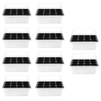 

10Pcs Seedling Tray 12 Cells Seed Germination Plants Propagation For Gardening Bonsai Seed Starter Tray with Dome and Base