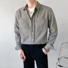 

Brand Spring and Summer Cotton High Quality Handsome Men Long Sleeve Business Casual Stripe Fashion Loose Office Shirt Men Wear