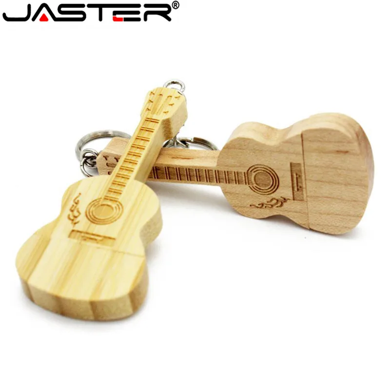 JASTER-memoria USB 2,0 para guitarra, pen drive de madera de bambú con capacidad de 64GB128GB32GB, modelo de guitarra de madera Natural, pendrive