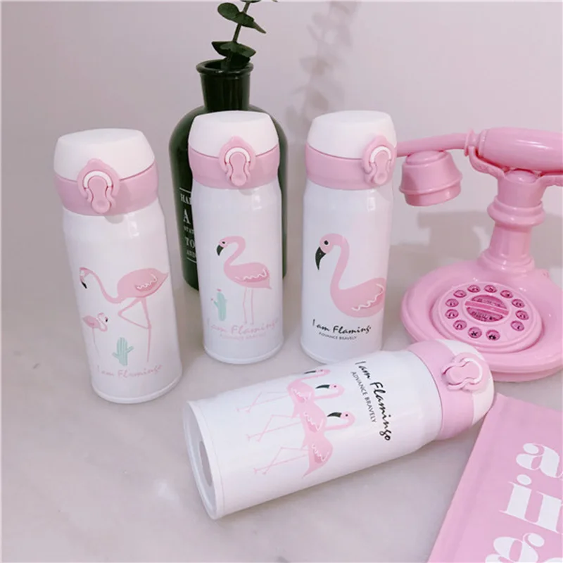 

Cartoon-Style Flamingo Spring Fastener Insulated Stainless Steel Bottle Creative Pineapple Travel Drink Water Cup
