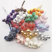 10 шт. рождественские украшения для дома мини матовые фрукты искусственные ягоды Холли яркие ягоды вечерние Декоративная гирлянда искусственный цветок