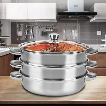 

Yonntech Stainless Steel 3 Tier Steamer Meat Cooker Steam Soup Pot Kitchen Cookware