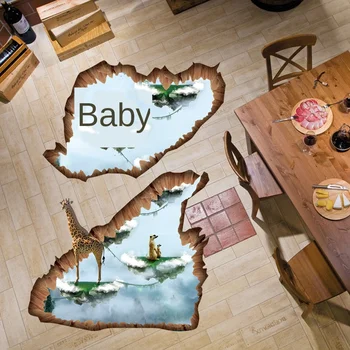 

Floating Island Floor Sticker Room Shiny Wall Sticker Living Room Tv Wall Decorative Painting Three-dimensional Effect Floor