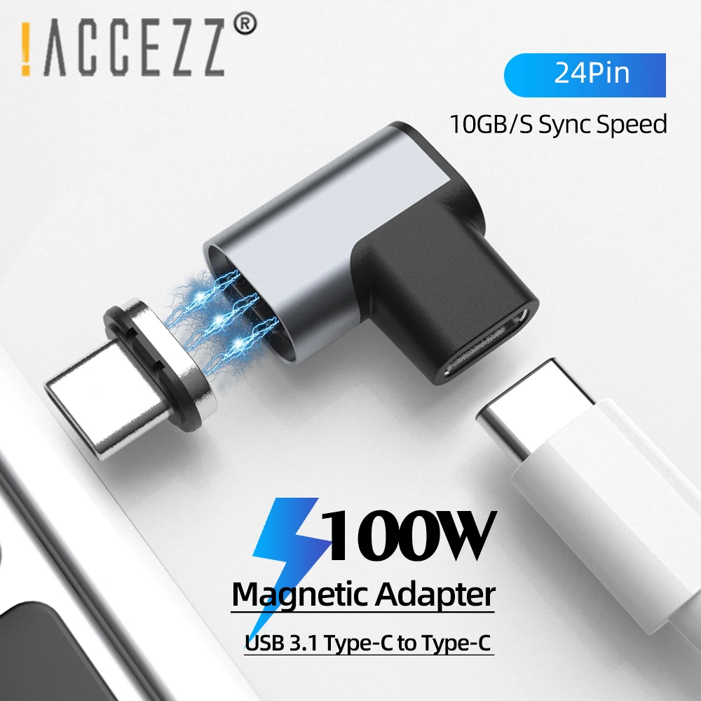 ! Магнитный USB-адаптер ACCEZZ 24 контакта Тип C разъем PD 100 Вт быстрая зарядка 10 фунтов 4K