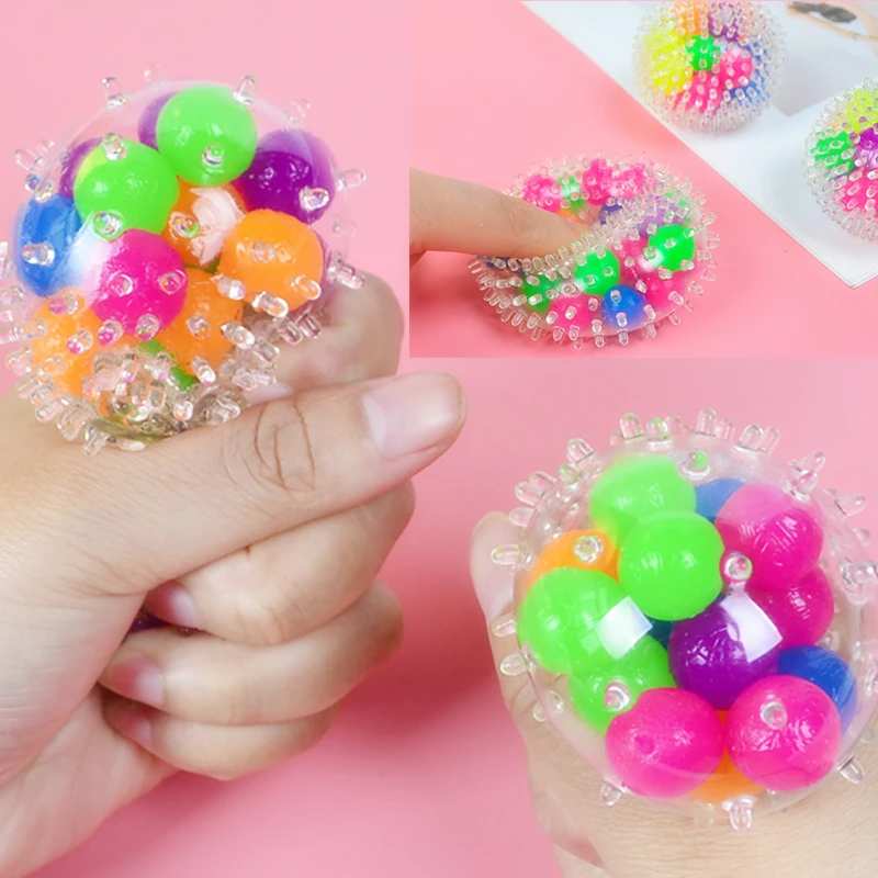 

6cm Soft Burr Cute Colorful Ball Stretchy Kids Decompression Toys Plastic Toy Men Women Hand Fidget Relieve Stress Children Gift