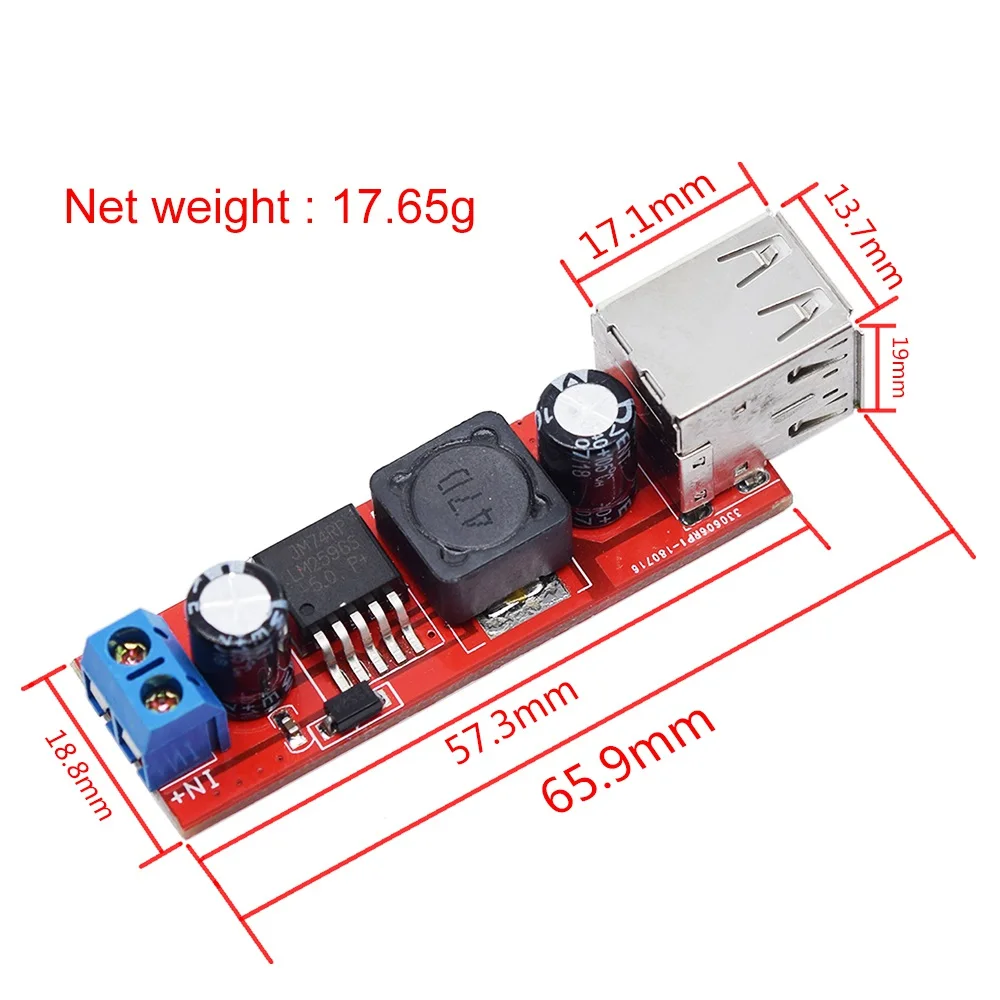 DC 6V-40V à 5 V 3 A Double Chargeur USB Step Down Buck Power Supply Converter Module