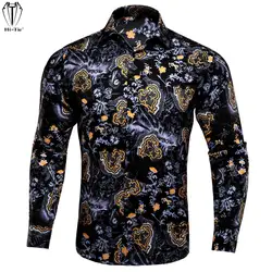 Oi tie novidade seda camisas dos homens manga longa impressão multi floral camisa masculina ajuste fino para lazer masculino casual jacquard festa de casamento