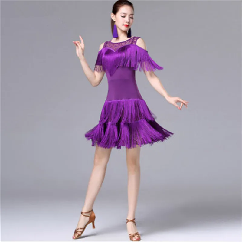 

2021 Latin dance skirt female adult new Latin dance costume exercise clothes sexy strapless tassel dress