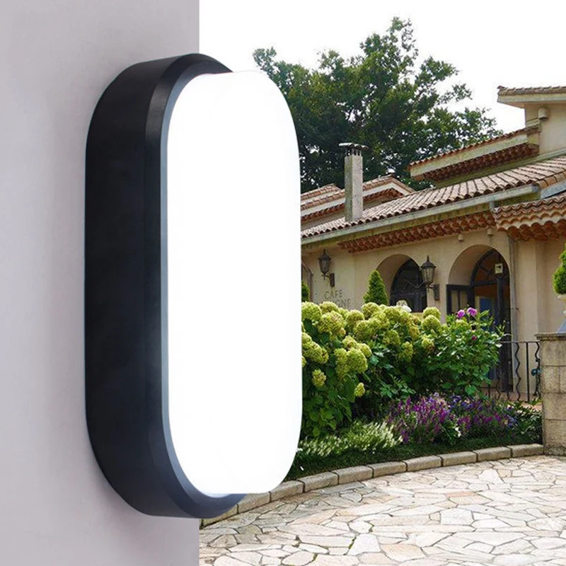 20W Modern LED Wall Lamp Moisture-Proof Ceiling Lamp Wall Mounted Oval Outdoor Garden Porch Bathroom Lighting