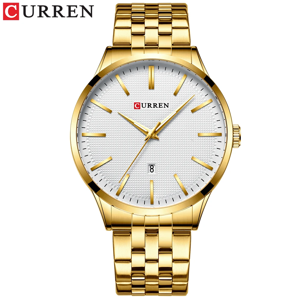 gold Новинка CURREN часы для мужчин лучший бренд класса люкс Бизнес наручные часы армейские военные из нержавеющей стали кварцевые мужские часы Relogio Masculino - Цвет: gold