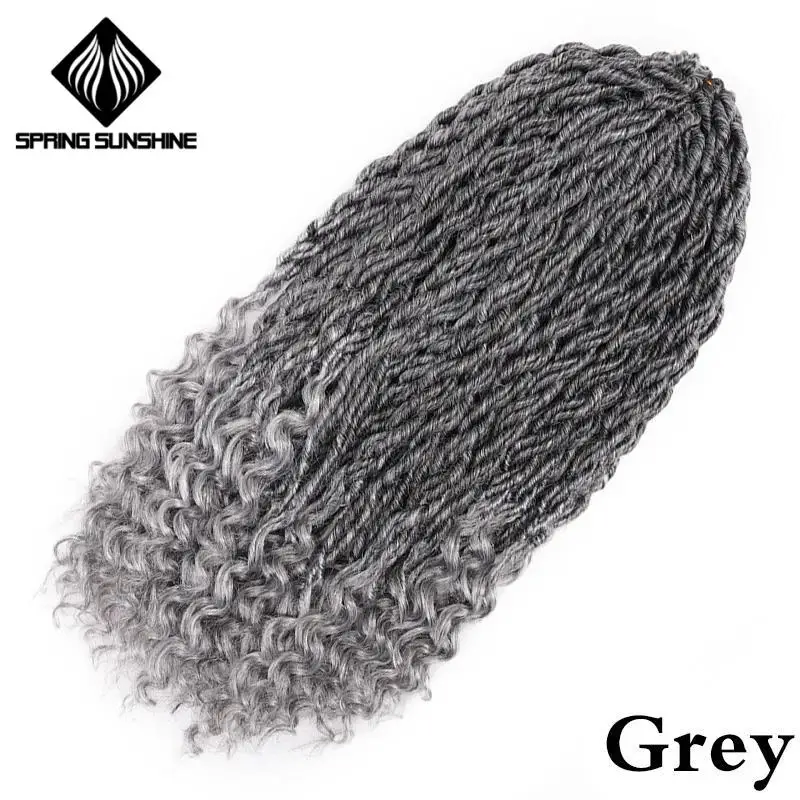 Весенние солнечные искусственные локоны в стиле Crochet косички Ombre Faux locs Curly плетение волос объемные вязанные волосы для наращивания синтетические волосы - Цвет: T1B/серый