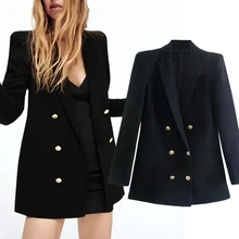 

Elmsk Women Blazers And Jackets England Style Fashion Simple Black Double Breasted Casual Blazer Women 2021 Tops Office Lady