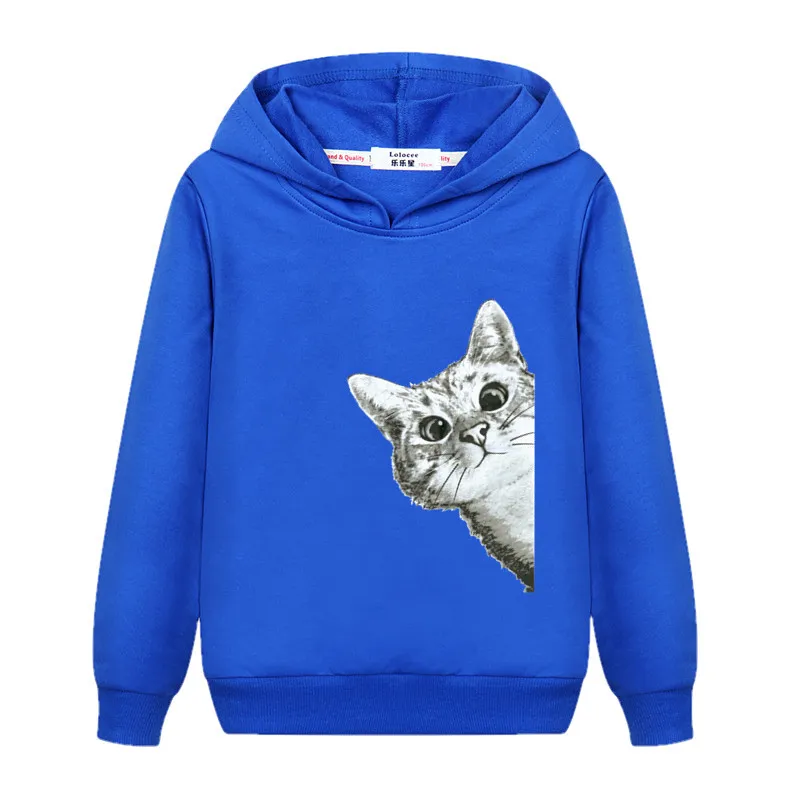 Aimi Lakana/Модная и забавная толстовка с капюшоном для детей, дизайнерский свитер с изображением лица кота Хлопковый пуловер с длинными рукавами для мальчиков и девочек осенняя куртка, пальто