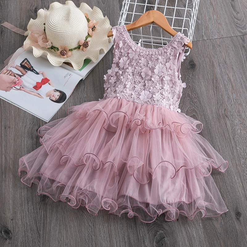 Летняя одежда для девочек Детские платья для девочек, кружевное платье с цветочным рисунком вечерние платья для маленьких девочек на свадьбу детское платье принцессы для девочек - Цвет: 5-2