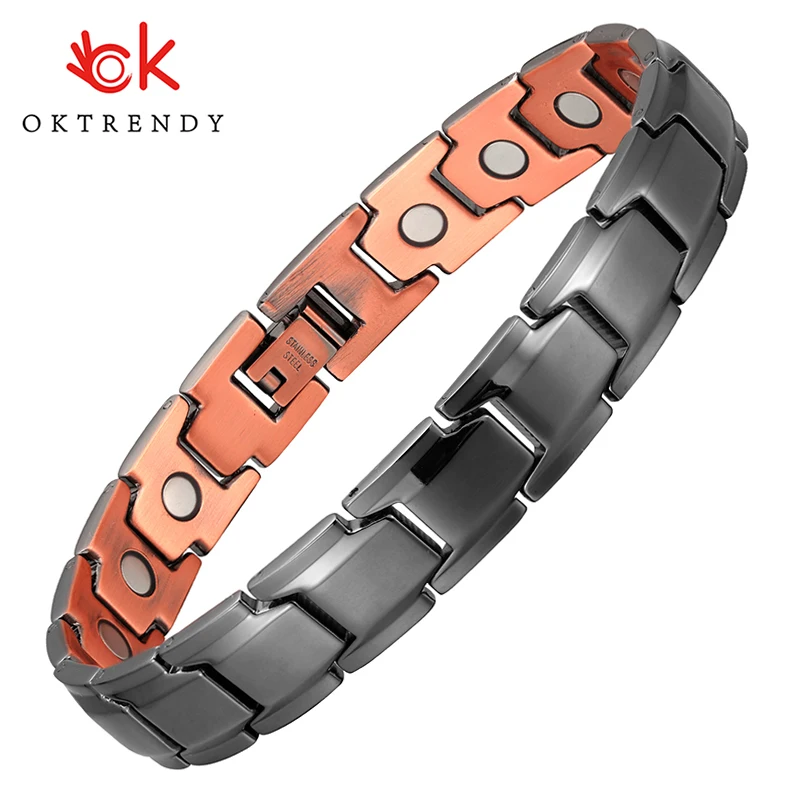 

Pure Copper Magnetic Bracelet for Women Health Energy Metal Copper Magnetic Bracelet Arthritis Black Plating Hand Chain Bracelet