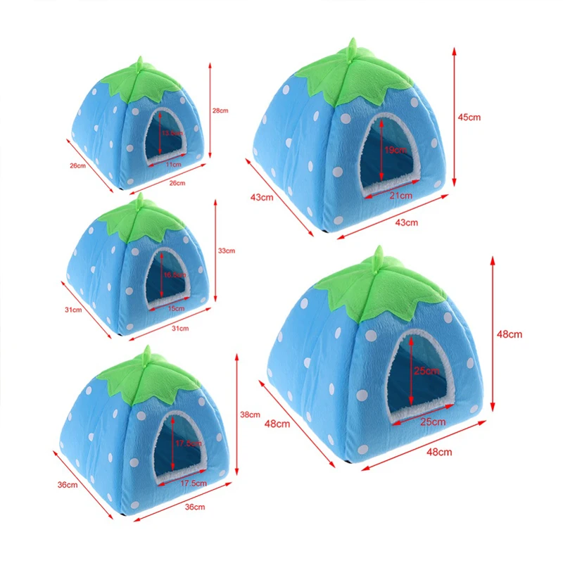 Warm Cat House Foldable Leopard Strawberry Dog Bed Animal Cave Nest Pet House Products