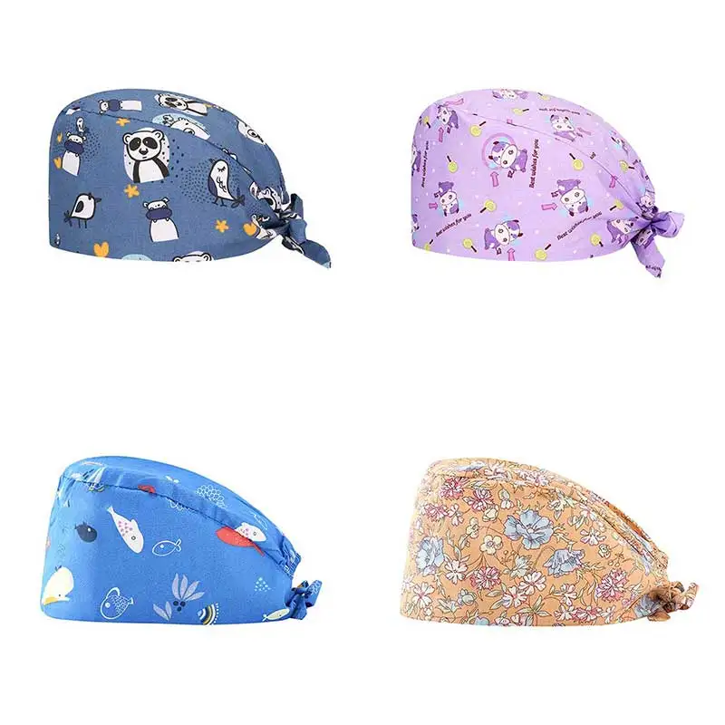 Cartoon Animals Plant Embroidery Nurse Hats for Women Gorros Quirurgic Salon Pharmacy Caps For Men Lab Pet Doctor Surgicals Cap black skully beanie