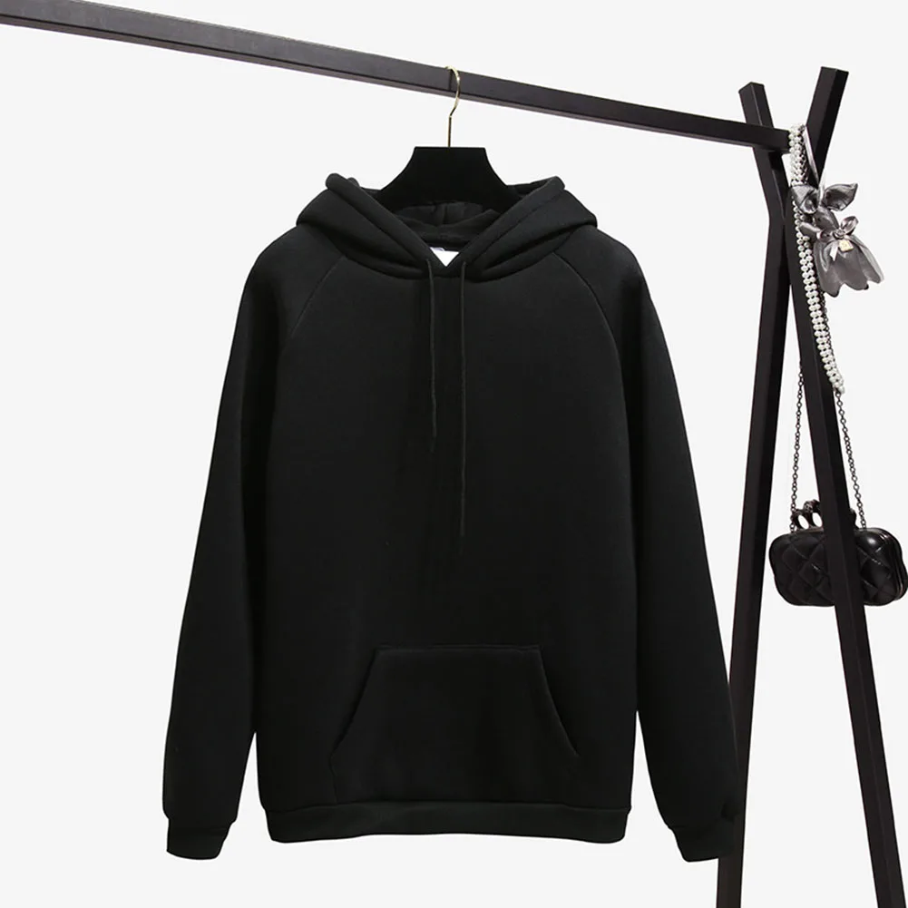  Warm Solid Color Hoodies Fashion Winter Sweatshirt Long Sleeve Hoodie Pullover Tops Blouse Soild Sw