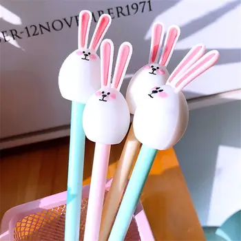 

1pc Kawaii Long Ears Rabbit Gel Pen Cartoon 0.5mm Black Ink Pens Novelty Pen for Writting Cute Stationery School Office Supplies