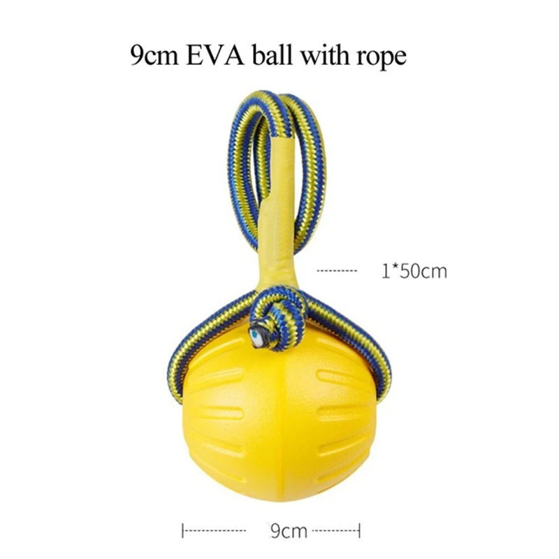9cm ball Смешной из ЭВА для домашних собак жевательный игрушечный тренировочный мяч кольцо Съемник прочный зубы укуса мяч интерактивная игрушка для собак Ruuber мяч с веревкой - Цвет: 9cm ball