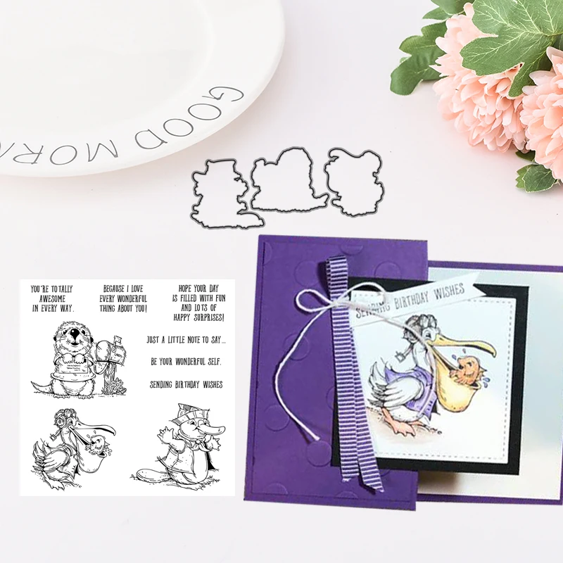 

New Arrival Big mouthed duck Stamps and Cutting Dies Metal Cutting Dies and stamps DIY Scrapbooking Card Stencil Paper Craft