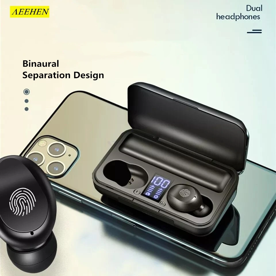 F9 HIFI Wireless Headphones Bluetooth 5 0 TWS Digital Display Waterproof Sports Earphone Support iOS Android Phones HD Call