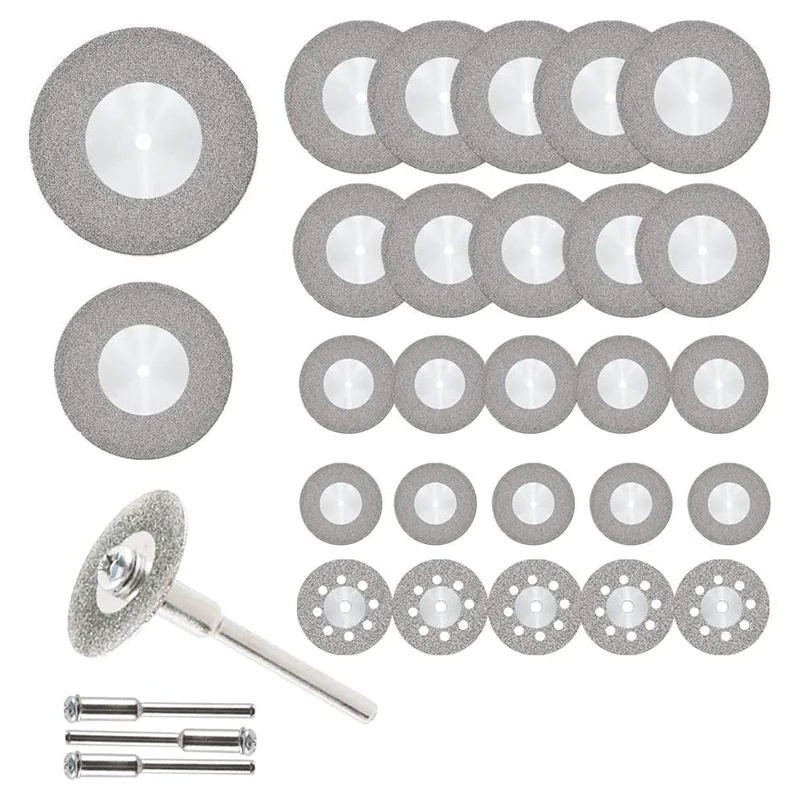 

32Pcs Cutting Wheel Set Diamond Cutting Discs Rotary Tool with Mandrels Mini HSS Saw Blades for Metal Wood Stone