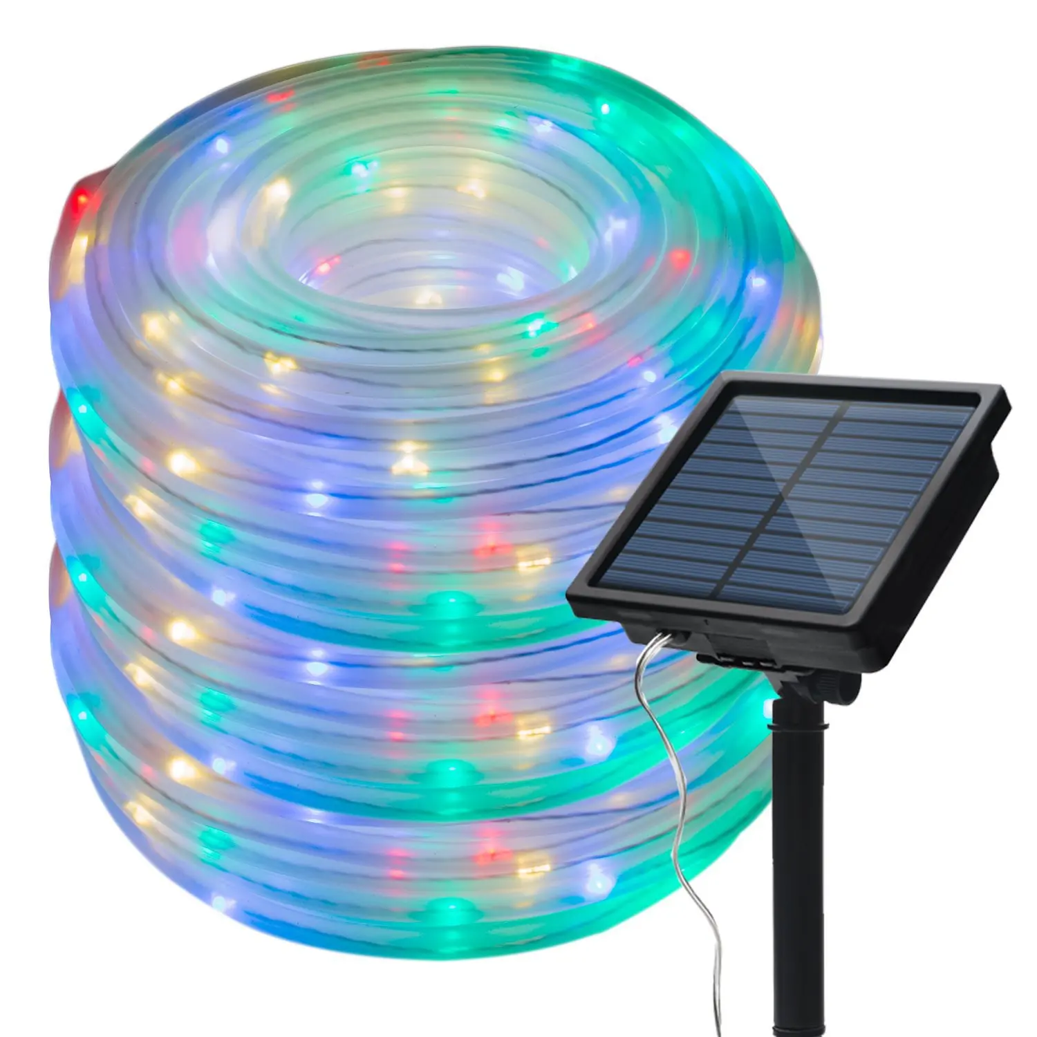 

8 Patterns Solar Lighting Chain Copper Wire Rainbow guan zi deng Outdoor 100led Christmas Tree Garden Lamp Decoration