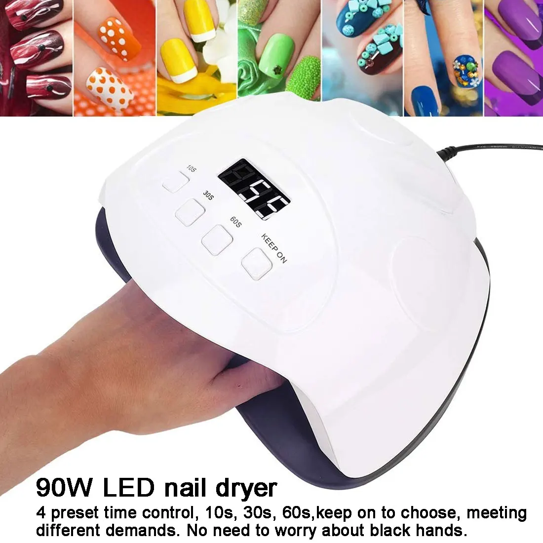 

90W LED Nail Lamp Nail Dryer Curing Lamp Professional Nail Art LED Lamp for All Kinds of Gel Polish Timer Button