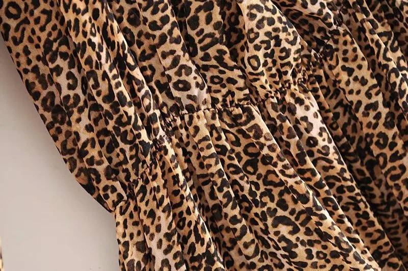 Винтажная стильная блузка с воротником-бабочкой и леопардовым принтом, женская модная плиссированная рубашка с пышными рукавами, Свободный Повседневный Топ, блузки