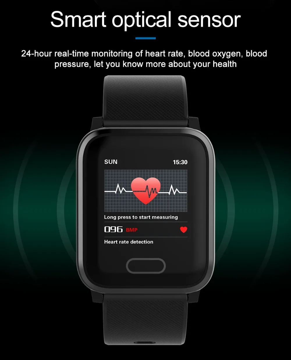 HI16 Smart Watch Wearable Device IP67 Waterproof Bluetooth Pedometer Heart Rate Monitor Color Display SmartWatch For AndroidIOS (5)