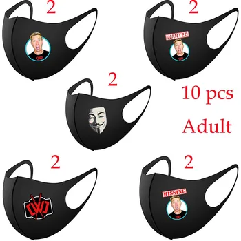 

Chad Wild Clay l10pcs Black Ptinted Mask Reusable Fabric Face Neutral Washable Dustproof Mask Three-dimensional For Out