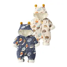 Sudadera con capucha para bebé, ropa gruesa de Cachemira de escalada para recién nacidos, mono de algodón cálido para invierno