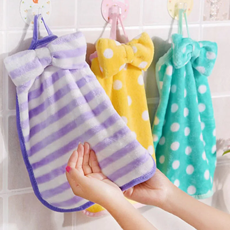 

1 Pc Candy Colors Soft Velvet Towel Hand Towel Plush Nursery Hanging Kitchen Bathroom Thick Soft Cloth Wipe Towels Supplies 29cm