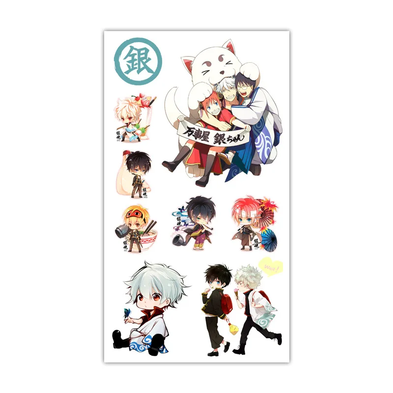 

1pc GINTAMA Tattoo Sticker Anime Stiker Water Transfer Temporary Children Tattoos Paper For Kids Body Arm