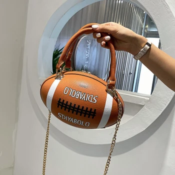 

Fashion Rugby Shape PU Women Daily Handbag Girl Purse Luxury Small Novelty Funny Clutch Shoulder Bag 2020 Hot INS Crossbody Bag
