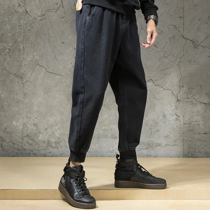 

Autumn 2021 thick jeans casual pants with bundled feet men's loose trend Joker pants
