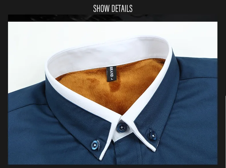 Новое поступление 2019, зимняя теплая флисовая рубашка для мужчин, деловая Повседневная блуза с отложным воротником и длинными рукавами