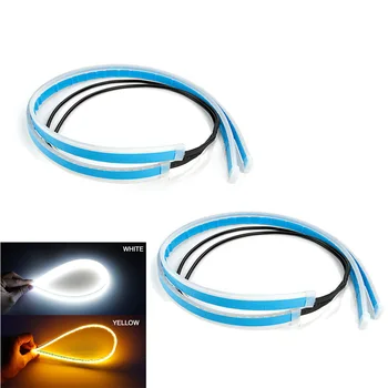 

2pcs Headlamps Strip Lights DRL Lamps LED Slims Flexible Daytime Running Turn Signal Auto Car Light Assembly