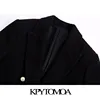 KPYTOMOA Women 2022 Fashion Office Wear Double Breasted Tweed Blazer Coat Vintage Long Sleeve Pockets Female Outerwear Chic Tops ► Photo 3/6