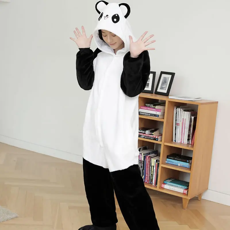 Kigurumi Stitch Pajama Adult Animal Onesie Women Men Couple Anime Winter  Panda Pajamas Suit Sleepwear Flannel Pijamas