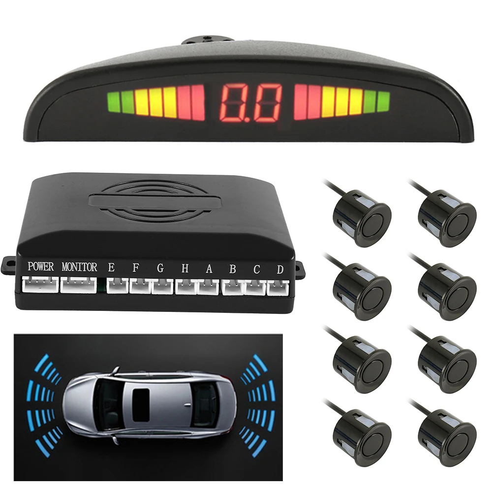 Universal Auto Parkplatz Sensor Kit mit 4/8 Sensoren Display/Summer Stimme Reverse Radar Monitor Detektor Sicherheit Alarm System Universal Auto Parkplatz Sensor Kit mit 4/8 Sensoren Display/Summer Stimme Reverse Radar Monitor Detektor Sicherheit Alarm System