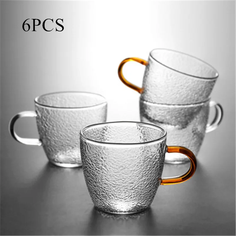 6Pcs/set 100/130ml Coffee Tea Cup Heat Resistant Hammer Beer Handmade