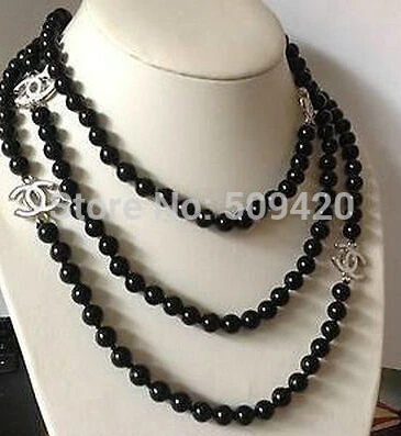 Бесплатная доставка&gt Новый Топ Длинный Красивый 8 мм черный корпус жемчужное