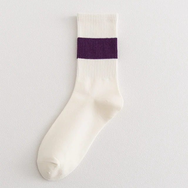 Ins Fashion Pinkycolor Women Socks Girls New Street Sports Warmer Thicken Spring Solid Colorful Middle Tube Soft free shipping Striped purple