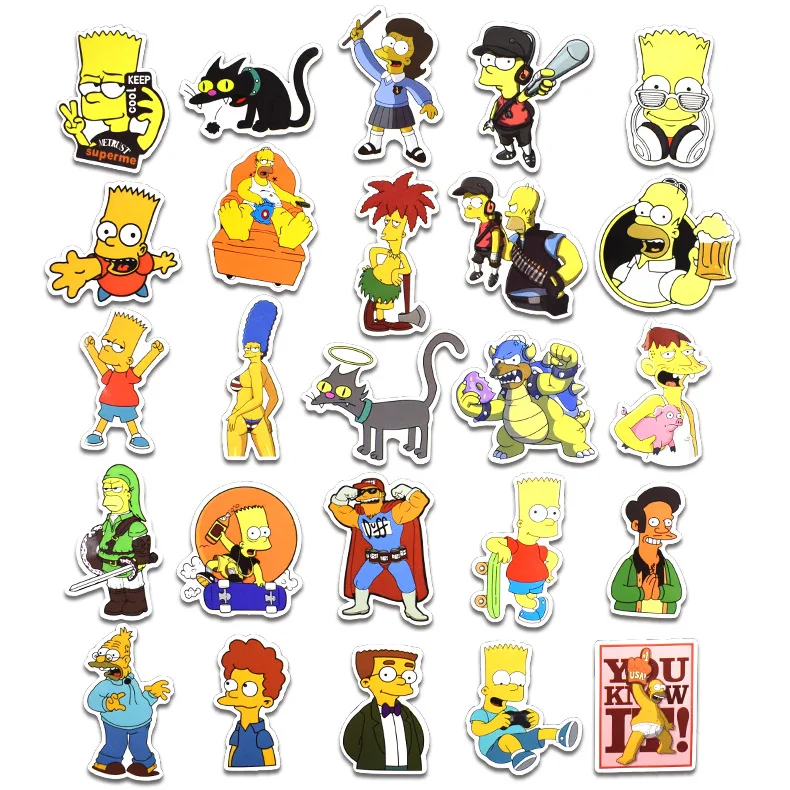 50 шт. гибридные(Симпсоны серии) Мультяшные игрушки наклейки автомобили, велосипеды, мотоциклы, мобильные телефоны, ноутбуки, дорожные Чехлы наклейки